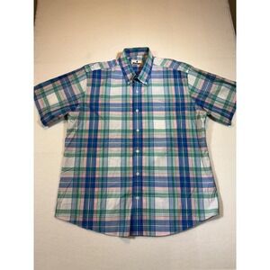 Southern Pines Mens XL Plaid Short Sleeve Button Down Shirt Casual